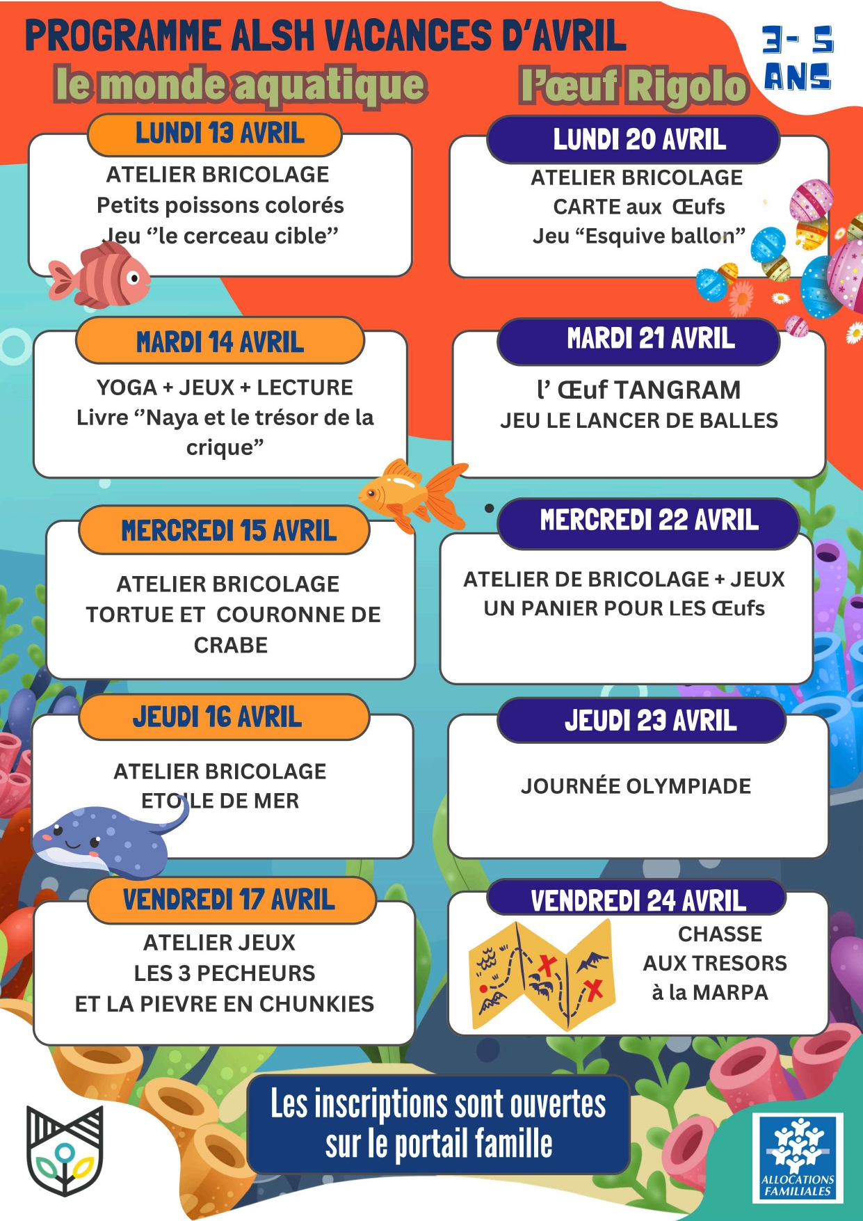 Programme vacances avril 3 - 5 ans 